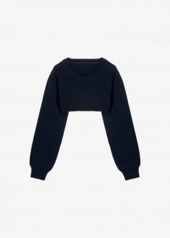 The Frankie Shop Titou Cropped Sweater - Navy CLOTHING