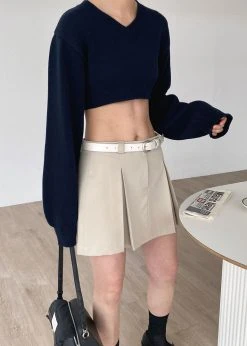 The Frankie Shop Titou Cropped Sweater - Navy CLOTHING