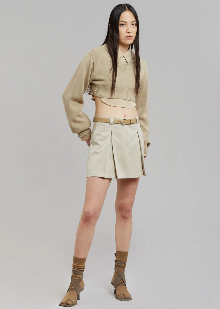 The Frankie Shop CLOTHING Titou Cropped Sweater - Taupe 7 The Frankie Shop CLOTHING Titou Cropped Sweater - Taupe