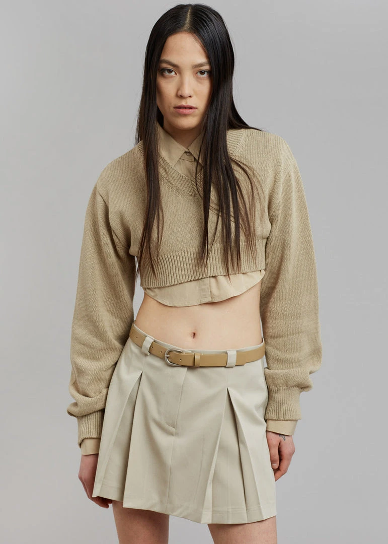 The Frankie Shop CLOTHING Titou Cropped Sweater - Taupe 8 The Frankie Shop CLOTHING Titou Cropped Sweater - Taupe