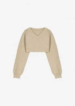 The Frankie Shop CLOTHING Titou Cropped Sweater - Taupe 19 The Frankie Shop CLOTHING Titou Cropped Sweater - Taupe