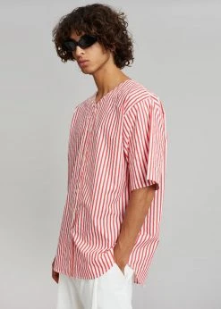 The Frankie Shop Tom Baseball Shirt - Red Stripe Men
