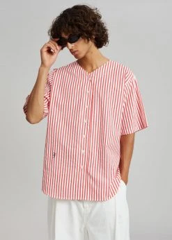 The Frankie Shop Tom Baseball Shirt - Red Stripe Men