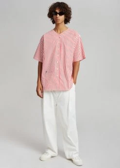 The Frankie Shop Tom Baseball Shirt - Red Stripe Men