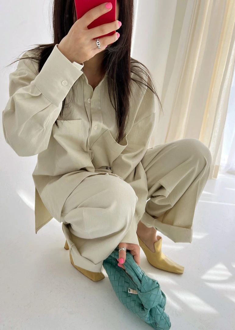 The Frankie Shop CLOTHING Tomo Pleated Pants - Beige 6 The Frankie Shop CLOTHING Tomo Pleated Pants - Beige