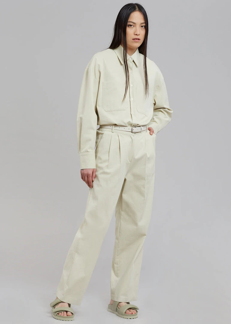 The Frankie Shop CLOTHING Tomo Pleated Pants - Beige 1 The Frankie Shop CLOTHING Tomo Pleated Pants - Beige