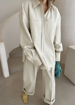 The Frankie Shop Tomo Pocket Shirt - Beige CLOTHING