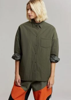 The Frankie Shop Tove Padded Shirt - Khaki CLOTHING