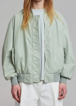The Frankie Shop Tyler Faux Leather Bomber - Sage CLOTHING