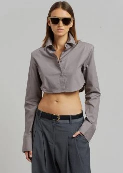The Frankie Shop Uma Cropped Shirt - Grey