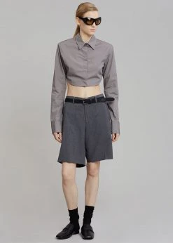 The Frankie Shop Uma Cropped Shirt - Grey
