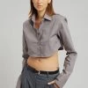 The Frankie Shop Uma Cropped Shirt - Grey
