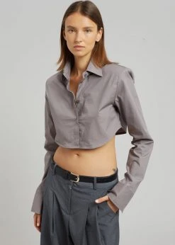 The Frankie Shop Uma Cropped Shirt - Grey