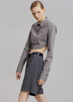 The Frankie Shop Uma Cropped Shirt - Grey