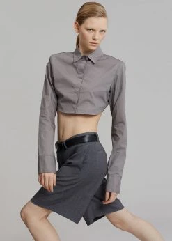 The Frankie Shop Uma Cropped Shirt - Grey