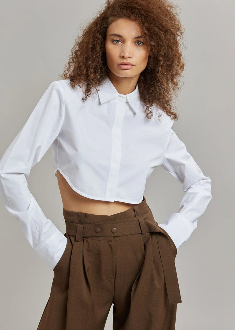 The Frankie Shop Uma Cropped Shirt - White CLOTHING 9 The Frankie Shop Uma Cropped Shirt - White CLOTHING