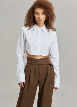 The Frankie Shop Uma Cropped Shirt - White CLOTHING 14 The Frankie Shop Uma Cropped Shirt - White CLOTHING