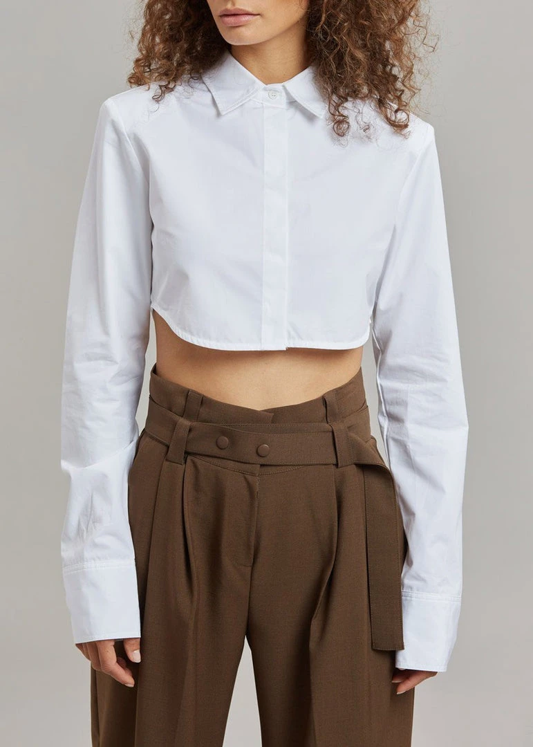 The Frankie Shop Uma Cropped Shirt - White CLOTHING 6 The Frankie Shop Uma Cropped Shirt - White CLOTHING