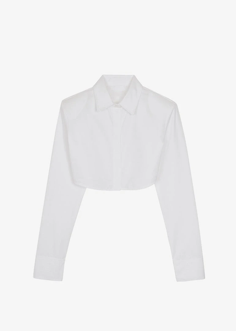 The Frankie Shop Uma Cropped Shirt - White CLOTHING 11 The Frankie Shop Uma Cropped Shirt - White CLOTHING