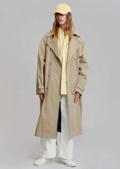 The Frankie Shop CLOTHING Umi Belted Trench Coat - Beige