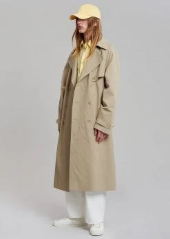 The Frankie Shop CLOTHING Umi Belted Trench Coat - Beige