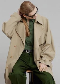 The Frankie Shop CLOTHING Umi Belted Trench Coat - Beige