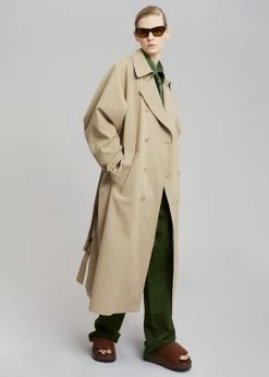 The Frankie Shop CLOTHING Umi Belted Trench Coat - Beige