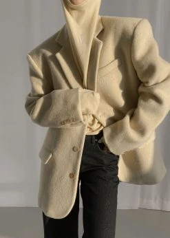 The Frankie Shop CLOTHING Vena Wool Blazer - Custard