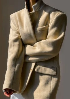 The Frankie Shop CLOTHING Vena Wool Blazer - Custard