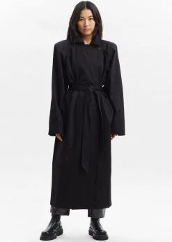 Paper Moon Marisol Box Shoulder Trench - Black CLOTHING