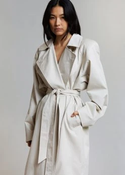 Paper Moon Marisol Box Shoulder Trench - Bone CLOTHING