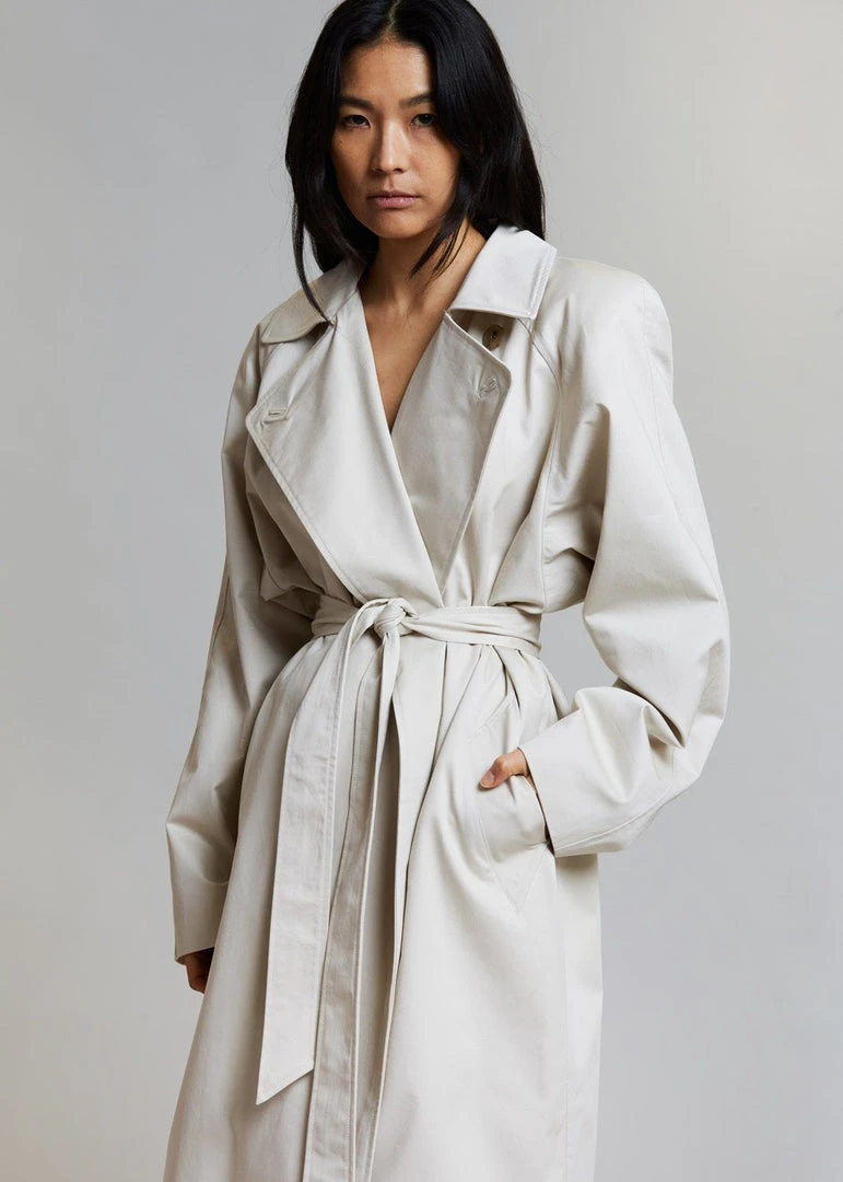 Paper Moon Marisol Box Shoulder Trench - Bone CLOTHING 1 Paper Moon Marisol Box Shoulder Trench - Bone CLOTHING
