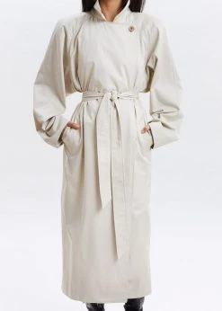 Paper Moon Marisol Box Shoulder Trench - Bone CLOTHING