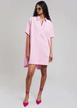The Frankie Shop Yvonne Boxy Shirt Dress - Pink CLOTHING
