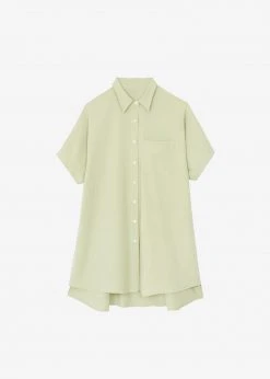The Frankie Shop Yvonne Boxy Shirt Dress - Sage