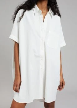The Frankie Shop Yvonne Boxy Shirt Dress - White