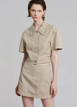 Blossom Zoey Cropped Shirt Jacket - Beige Vacation Edit