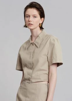 Blossom Zoey Cropped Shirt Jacket - Beige Vacation Edit