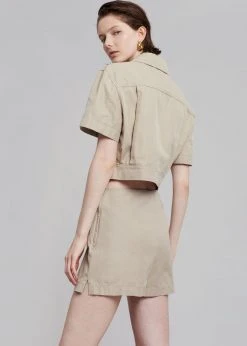 Blossom Zoey Cropped Shirt Jacket - Beige Vacation Edit