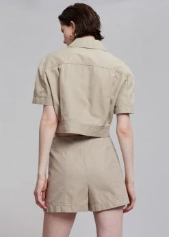 Blossom Zoey Cropped Shirt Jacket - Beige Vacation Edit