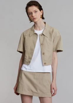 Blossom Zoey Cropped Shirt Jacket - Beige Vacation Edit