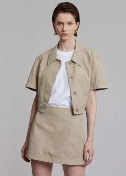 Blossom Zoey Cropped Shirt Jacket - Beige Vacation Edit
